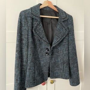 Wool blend blue nubby blazer women’s vintage fitted lined M Classiques Entier